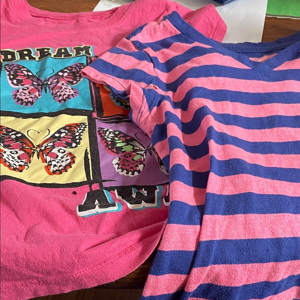 Pink and Blue Striped Kids Tee